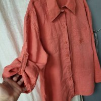 BETTY BARCLAY ЛЕНЕНА риза оранжева, цвят сьомга- XXL, снимка 1 - Ризи - 40895014