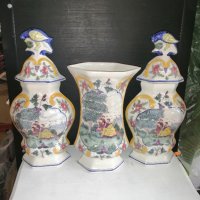 стар комплект вази японски порцелан с печат, снимка 6 - Вази - 40591310