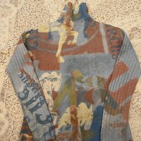 Блуза, поло с цип, синьо бяло кафяво, снимка 2 - Блузи с дълъг ръкав и пуловери - 40919117