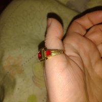 Позлатен пръстен с  рубини, нов 💥, снимка 3 - Пръстени - 39932461