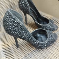 Черни сандали на ток, снимка 2 - Дамски обувки на ток - 42063303