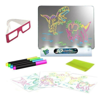 Магическа, светеща 3D дъска за рисуване с цветни маркери, снимка 2 - Рисуване и оцветяване - 44751046