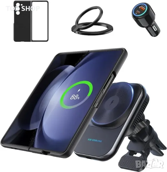 Стойка за безжично зарядно за кола MagSafe за Samsung Z Fold 5, снимка 1