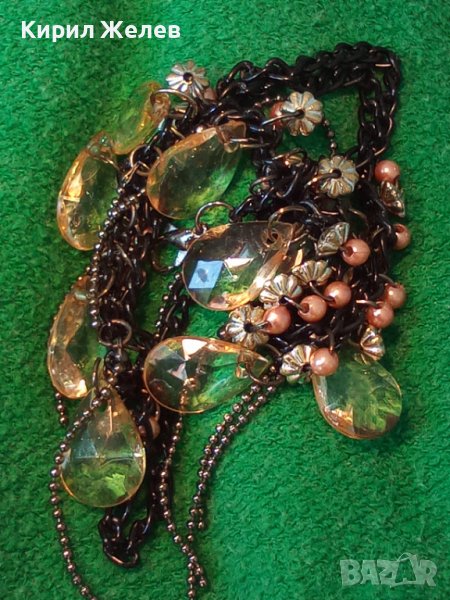 СКЪПОЦЕННА РЕТРО АРТ НУВО ОГЪРЛИЦА  ГОЛЕМИ ФАСЕТИРАНИ БОХЕМСКИ КРИСТАЛНИ ВИСУЛКИ 27122, снимка 1
