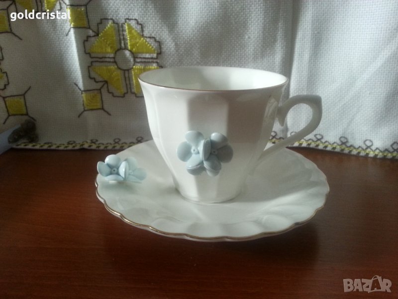 Стар български костен порцелан Бононя сет за чай , снимка 1