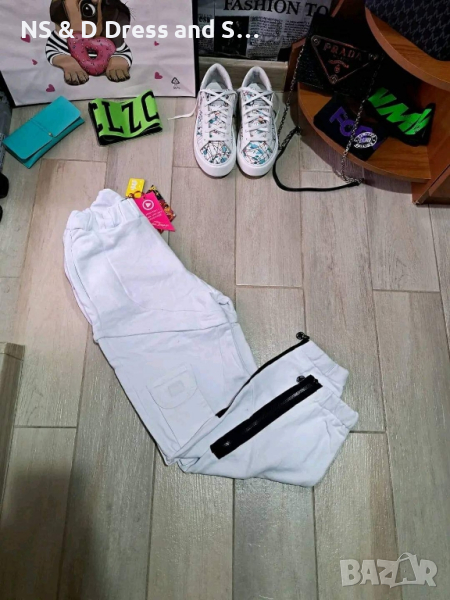 Дамски бял атрактивен спортно елегантен панталон, снимка 1