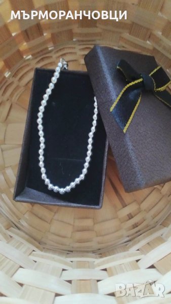 Нова, сребърна гривна с топчета. В луксозна, подаръчна кутия.., снимка 1