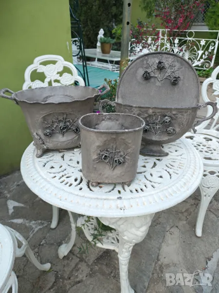 Лот железни барокови кашпи стара ръчна изработка , снимка 1