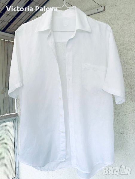 Лукс бяла ленена риза 120% LINO Италия, снимка 1