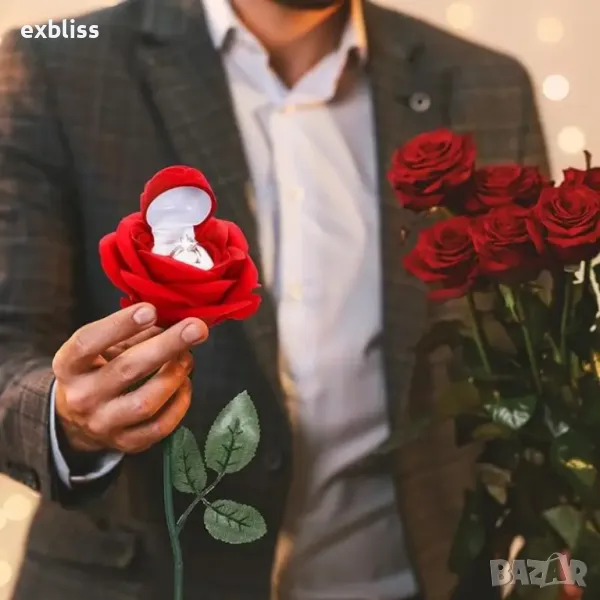 Кутия за пръстен или обици в формата на роза, снимка 1