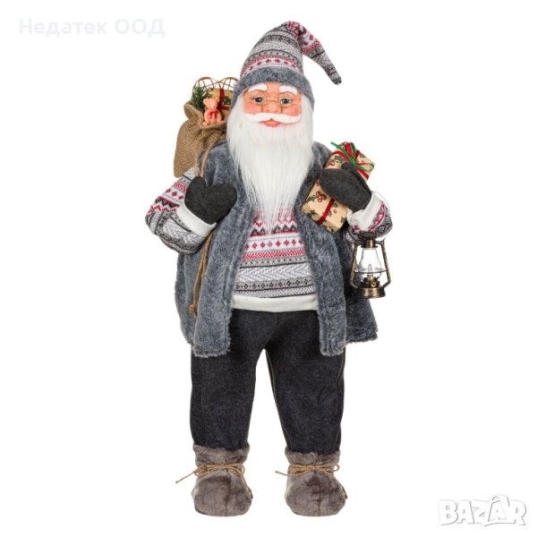 Коледна украса, Реалистична фигура Дядо Коледа с фенер, 80 см, снимка 1