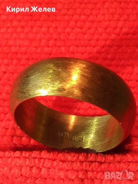 БЛЕСТЯЩА ПОЗЛАТЕНА БРОНЗОВА СТАРА ХАЛКА ПРЪСТЕН с ПЕЧАТИ 14К 585 РЪЧНА ИЗРАБОТКА за КОЛЕКЦИЯ 19690, снимка 1