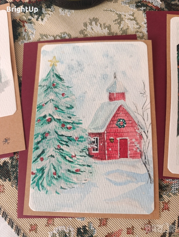 Ръчно рисувани картички, с плик , снимка 1