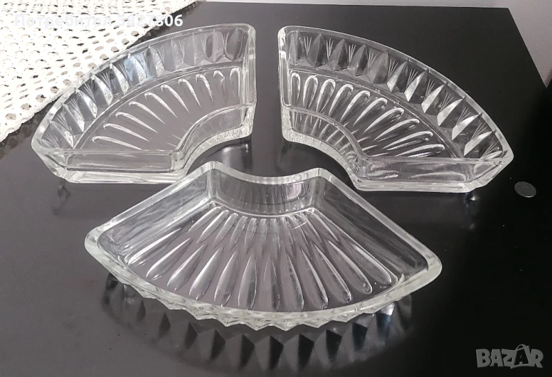 Стъклен сет за ядки 3 броя, снимка 1