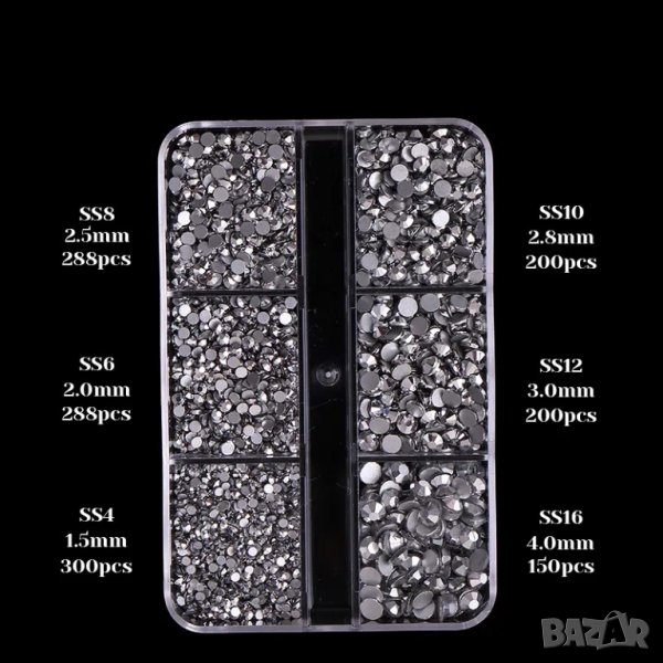 Палитра сребърни камъни за декорация , снимка 1