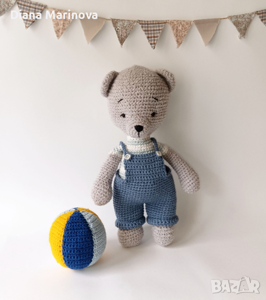 Мече с панталонки, плетени играчки, играчка ръчна изработка, плетено мече, снимка 1