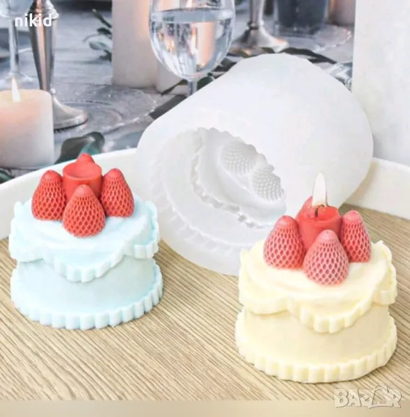3D Висока торта с ягоди силиконов молд фпрма шоколад фондан смола гипс свещ декор, снимка 1