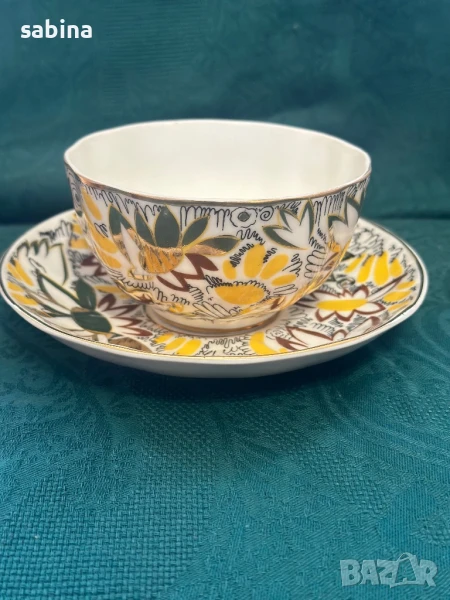 Руски порцелан - ЛФЗ “Золотые ромашки”-Златни маргаритки, снимка 1