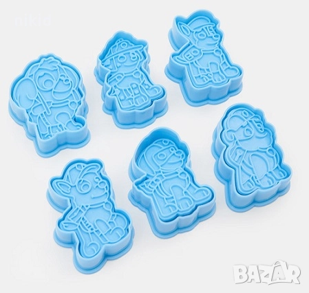 6 бр Пес патрул Paw patrol кучета куче пластмасови разглобяеми резци форми фондан тесто резец форма, снимка 1