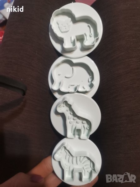4 бр Слон жираф зебра лъв диви зоо сафари джунгла пластмасови форми резци форма резец с бутало, снимка 1