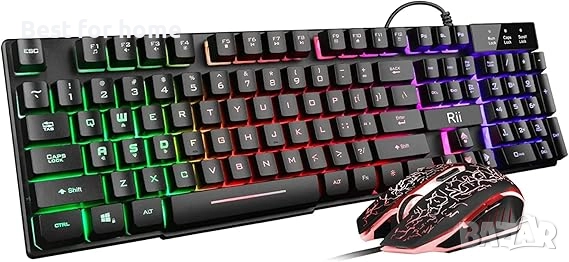 Комплект клавиатура с LED подсветка и цветна дишаща геймърска мишка , снимка 1