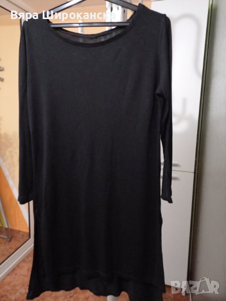 Черна фина асиметрична туника от трико за едра дама. Размер L, XL. , снимка 1