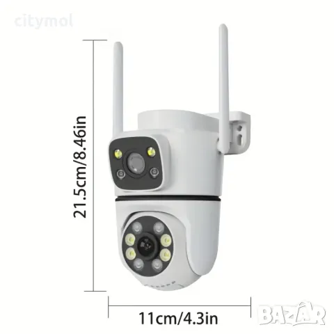 Двойна Smart WiFi безжична IP камера 5MP всяка, FULL-HD нощно виждане, SD карта, снимка 2 - IP камери - 49624820