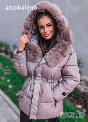 Дамско ватирано бежово яке , снимка 9 - Якета - 52255392