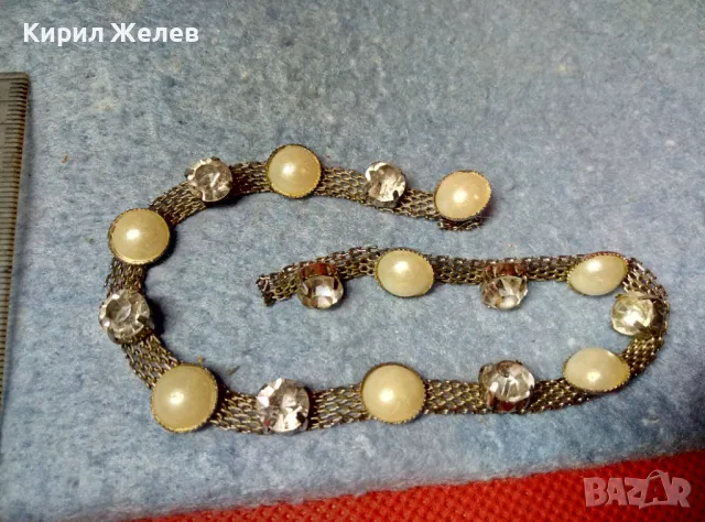 ШАРМАНТНО СРЕБРИСТО КОЛИЕ ВЕРИЖКА Тип ЧОКЪР с КРИСТАЛИ и НУЖДА от ЗАКОПЧАЛКА / РЕСТАВРАЦИЯ 23920, снимка 5 - Колиета, медальони, синджири - 47336381