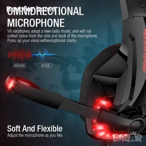 Геймърски слушалки Hunterspider PS4/5 с микрофон, снимка 8 - Слушалки и портативни колонки - 48133069