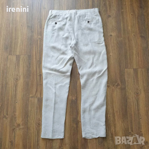 Страхотен мъжки летен панталон H&M  Linen Blend слим фит ,  размер 50 , 100%  лен , снимка 2 - Панталони - 36264507