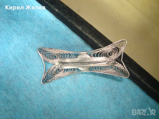 Стара тюркоазена филигранна СКЪПОЦЕННА АРТ БРОШКА СРЕБРО и НАТУРАЛЕН ТЮРКОАЗ МАЙСТОРСКО БИЖУ 25746, снимка 7 - Антикварни и старинни предмети - 35745665