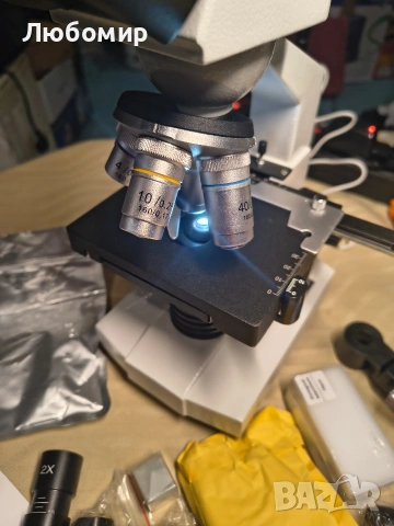 Тринокулярен оптичен микроскоп, професионален научен микроскоп с увеличение от 40x до 5000x, USB , снимка 3 - Медицинска апаратура - 53093909
