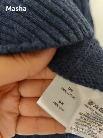 Тъмносин вълнен пуловер Magasin du Nord (Размер M) – 100% Lambswool / Made in Italy, снимка 4 - Блузи с дълъг ръкав и пуловери - 56178529