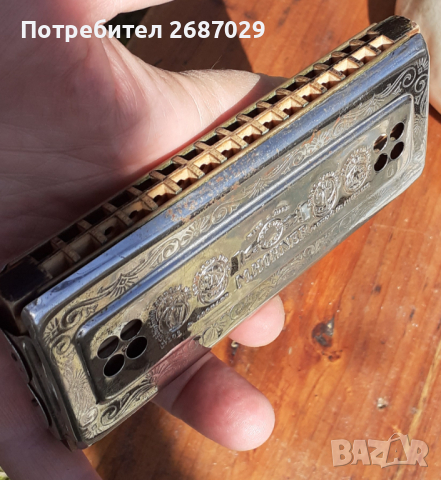 Стара германска двустранна хармоника, музикален инструмент, снимка 4 - Антикварни и старинни предмети - 36400925