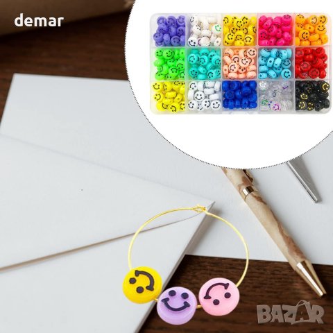 Комплект многоцветни мъниста с усмихнато лице 10 мм 300 бр., снимка 5 - Образователни игри - 42551744