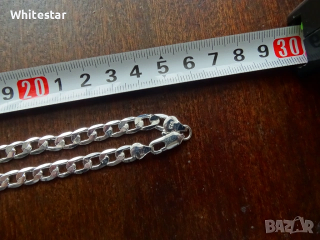 Мъжки посребрен ланец, снимка 3 - Колиета, медальони, синджири - 53623610