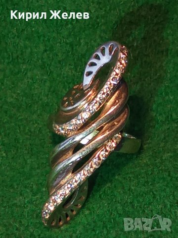 ЕЛЕГАНТЕН МОДЕН ПОЗЛАТЕН СРЕБЪРЕН ПРЪСТЕН СРЕБРО 925 с ФАСЕТИРАНИ ЦИРКОНИ ДИЗАЙНЕРСКО АРТ БИЖУ 34368, снимка 18 - Пръстени - 39507400