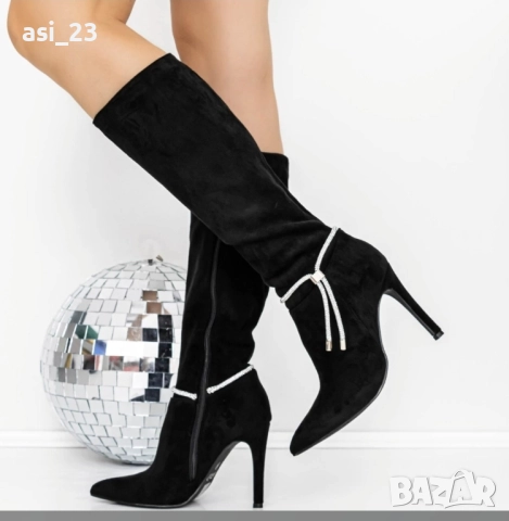 офицялни Велурени ботуши , снимка 2 - Дамски ботуши - 52099110