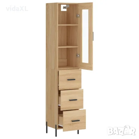 vidaXL Висок шкаф, сонома дъб, 34,5x34x180 см, инженерно дърво, снимка 3 - Бюфети - 56146731