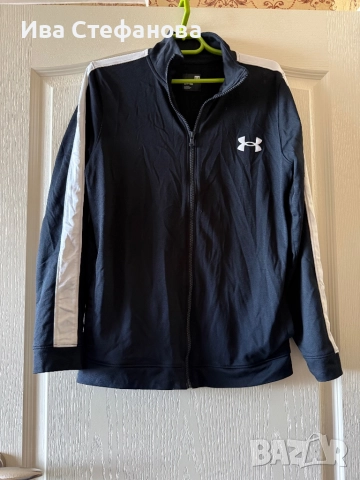 Under Armour черно мъжко  100% оригинално  спортно марково горнище с цип  , снимка 2 - Спортни дрехи, екипи - 52828120