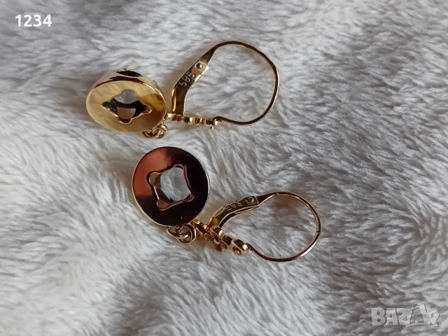 Златни обеци с Аквамарин ръчна изработка , снимка 6 - Обеци - 53453465