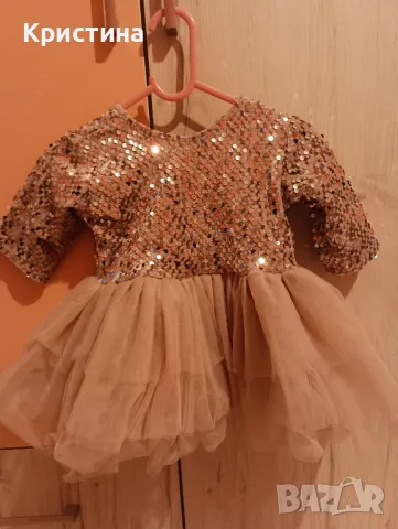 Комплект розови рокли за майка и дъщеря от кадифе с пайети и тюл!, снимка 16 - Рокли - 48654354