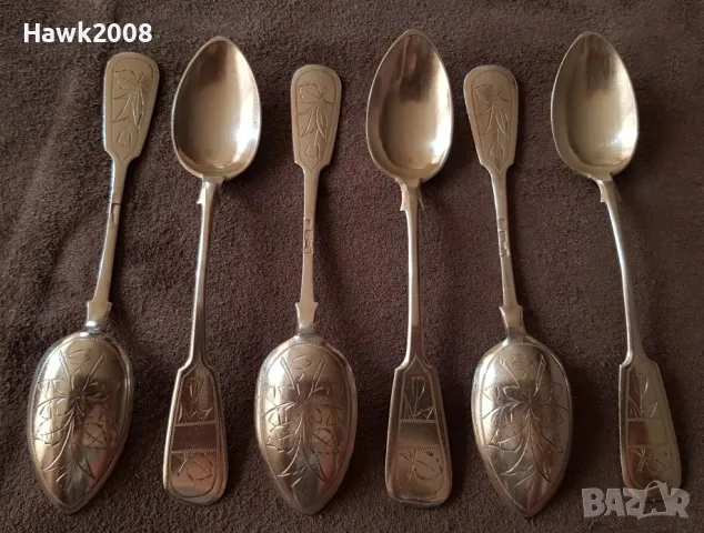 1892 Руска империя Москва сребърни 84 лъжички за кръщене