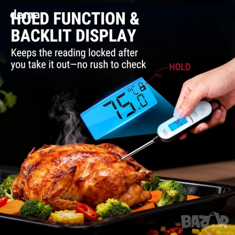 ThermoPro дигитален термометър за месо, термометър за храна, сонда 14,5 см, снимка 4 - Други стоки за дома - 53825550