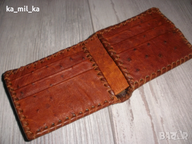 Портфейл - Мъжки, Щраусова кожа, снимка 10 - Портфейли, портмонета - 52915988
