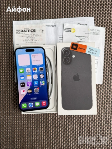 НОВ! *ЛИЗИНГ* iPhone 16 128Gb Black 24М ГАРАНЦИЯ, снимка 2 - Apple iPhone - 53520243