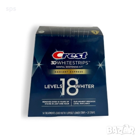 ЕКСПРЕСНИ избелващи ленти CREST 3D Whitestrips Radiant Express - Оригинални американски, снимка 2 - Комплекти и лотове - 52241210