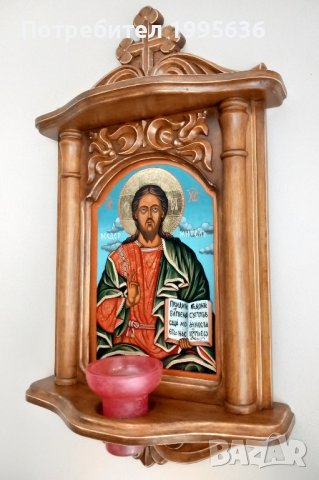 Дърворезба домашен иконостас с иконопис " Исус Христос ", снимка 4 - Други стоки за дома - 41896032