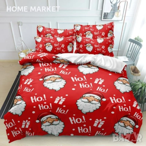 Коледно спално бельо, 100% памук, 6 части Този комплект съдържа:  6 части, двулицев двоен комплект: , снимка 2 - Спално бельо - 52538215